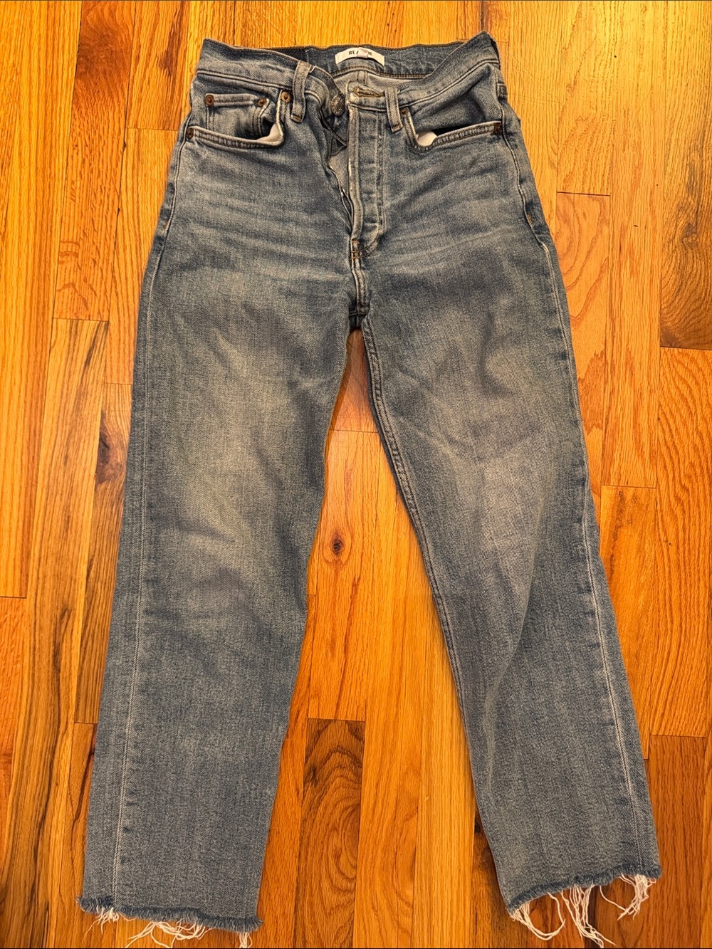 Re/Done Women's Straight Jeans - Faded Blue